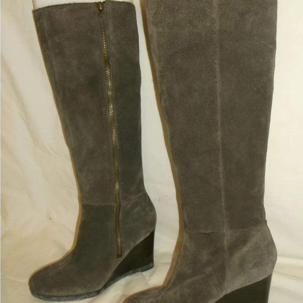 $189 FRANCO SARTO WATCH TAUPE / OLIVE SUEDE LEATHER ZIP SIDE BOOTS SIZE 6 M NEW